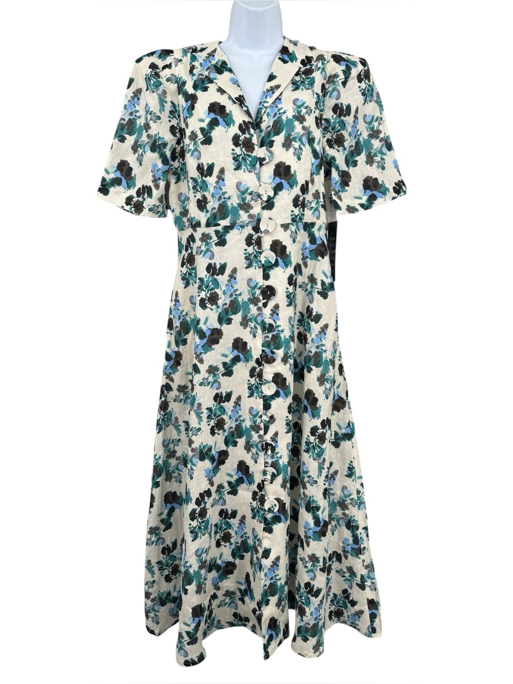 Tuckernuck Budding Hadley 100% Linen Floral Fit & Flare Maxi Floral Dress Size M
